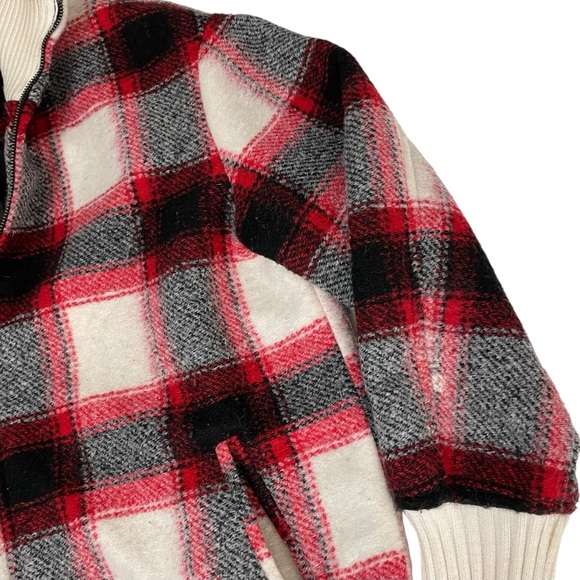 Lucky Brand Wool Oversized Buffalo Checker Plaid Zip Jacket Shacket - Picture 10 of 16